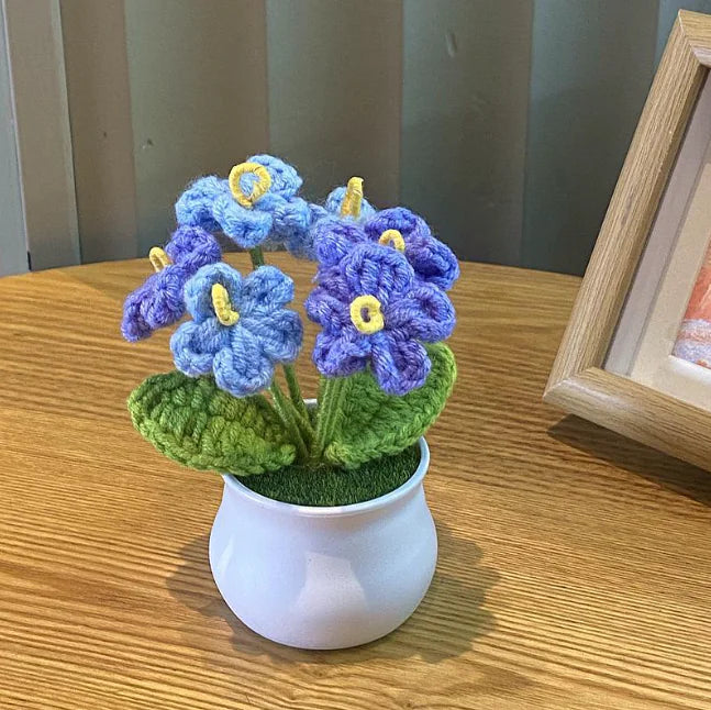 Handwoven Wool Lily & Mini Flowers Pot