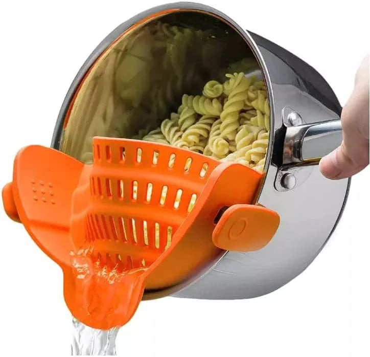 Universal Adjustable Silicone Clip-On Strainer for Pots, Pans, and Bowls