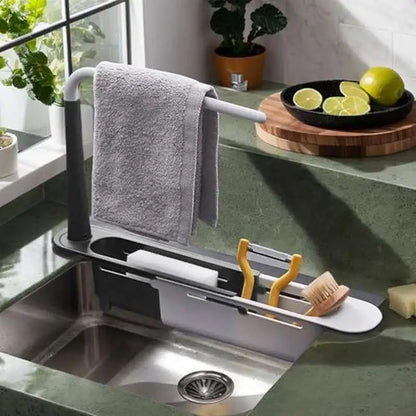 Telescopic Sink Storage Rack Kitchen Organizer Soap Sponge Holder