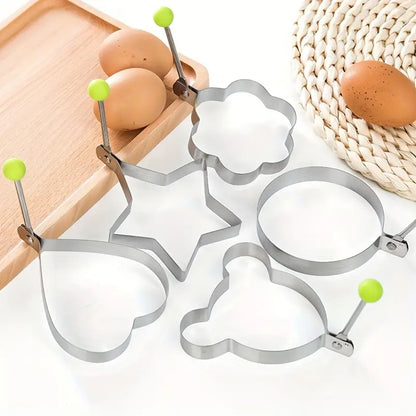 5 Styles Stainless Steel Fried Egg Mold - DIY Breakfast Pancake Shaper