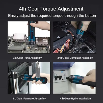 20-in-1 Cordless Screwdriver Kit – USB Rechargeable, LED Work Light, 4-Speed Torque (Max 5 Nm)