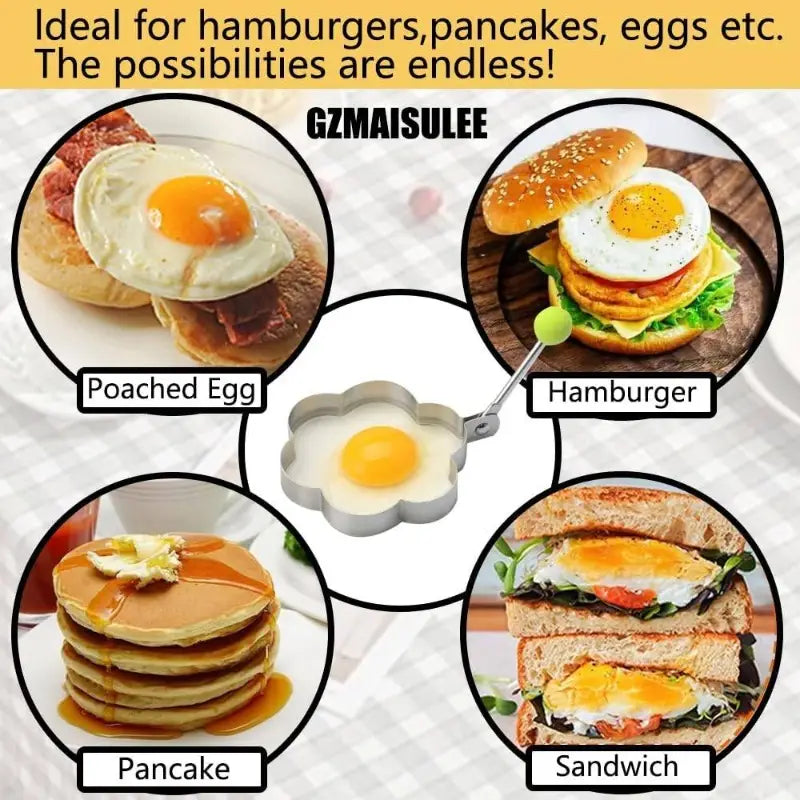 5 Styles Stainless Steel Fried Egg Mold - DIY Breakfast Pancake Shaper