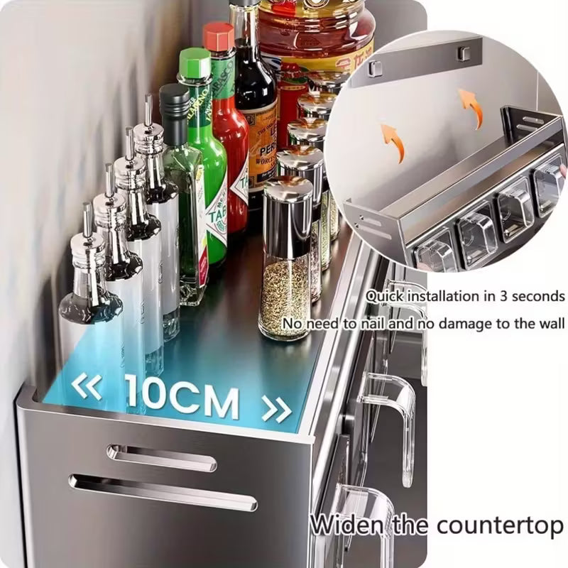 Kitchen Spice Rack Wall Mount Hanging Seasoning Box Over Stove Hanging Shelf Seasoning Jar Organizer For Sugar Salt Pepper