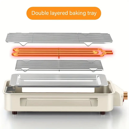 Smokeless Indoor Electric Grill &amp; Griddle – 1500W 2-in-1 Portable Grill with Non-Stick Removable Plates, Adjustable Temperature Control &amp; Raclette Cheese Pans