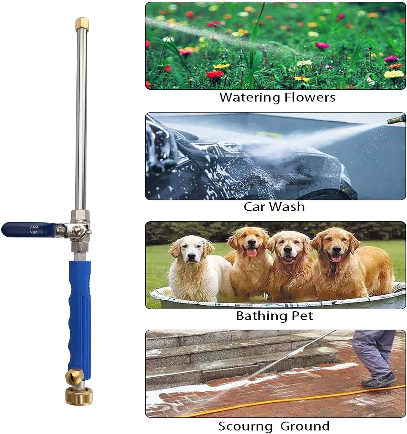 High-Pressure Water Spray Gun with Hose and Adjustable Nozzle for Car and Garden Cleaning