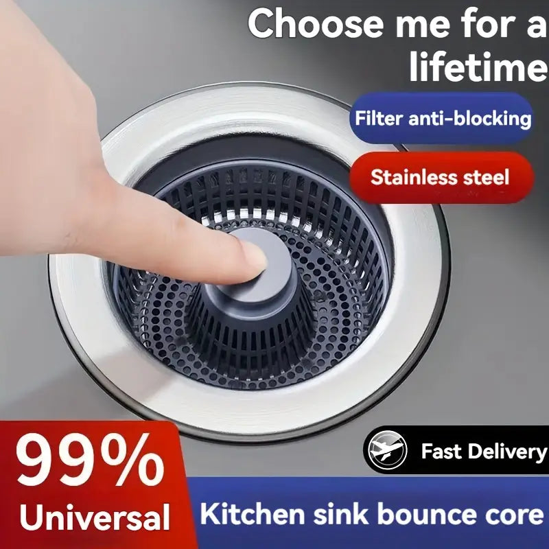 3-in-1 Stainless Steel Kitchen Sink Strainer Stopper