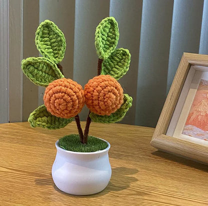 Handwoven Wool Lily &amp; Mini Flowers Pot