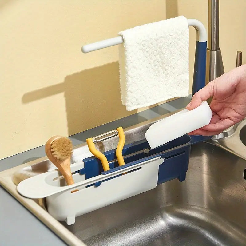 Telescopic Sink Storage Rack Kitchen Organizer Soap Sponge Holder
