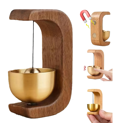 Wooden Wind Bell – Magnetic Copper Chime for Entryway or Car