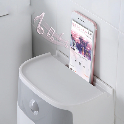 Multi-Function Toilet Paper Dispenser with Storage Shelf &amp; No-Drill Mount