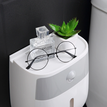 Multi-Function Toilet Paper Dispenser with Storage Shelf &amp; No-Drill Mount