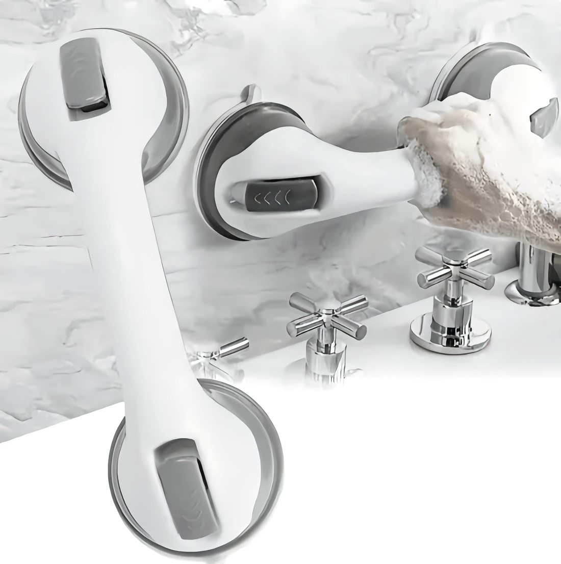 Ultra Grip Suction Shower Handle Grab Bar for Bathroom Safety Support
