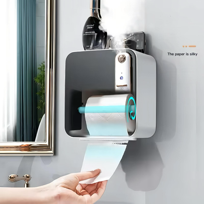 Smart Wall-Mounted Black Tissue Holder with Aromatherapy