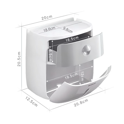 Multi-Function Toilet Paper Dispenser with Storage Shelf &amp; No-Drill Mount