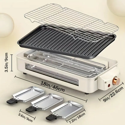 Smokeless Indoor Electric Grill &amp; Griddle – 1500W 2-in-1 Portable Grill with Non-Stick Removable Plates, Adjustable Temperature Control &amp; Raclette Cheese Pans