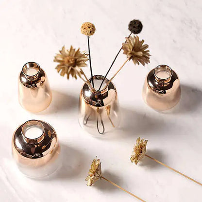 Nordic Style Gold-Trimmed Glass Vase