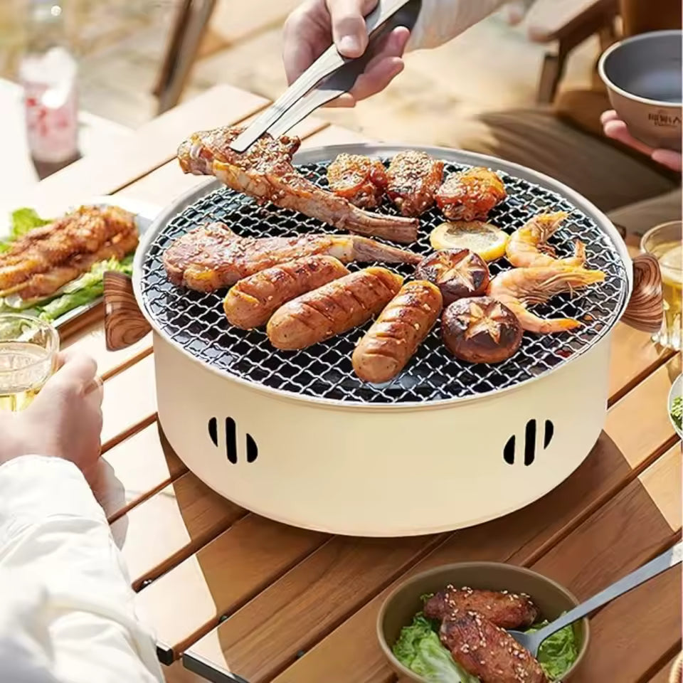 Portable Stainless Steel Charcoal Grill Set – Compact Tabletop BBQ for Indoor &amp; Outdoor Cooking
