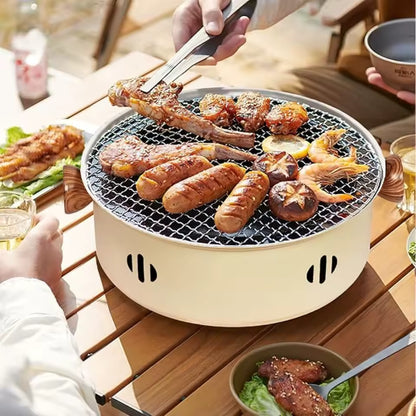 Portable Stainless Steel Charcoal Grill Set – Compact Tabletop BBQ for Indoor &amp; Outdoor Cooking