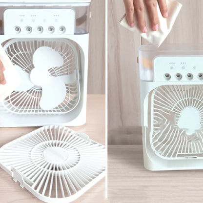 Kompakter 3-in-1-Mini-Luftkühler mit LED-Nachtlichtern, tragbarer Klimaanlage, Ventilator und Luftbefeuchter für den Heim- und Bürogebrauch