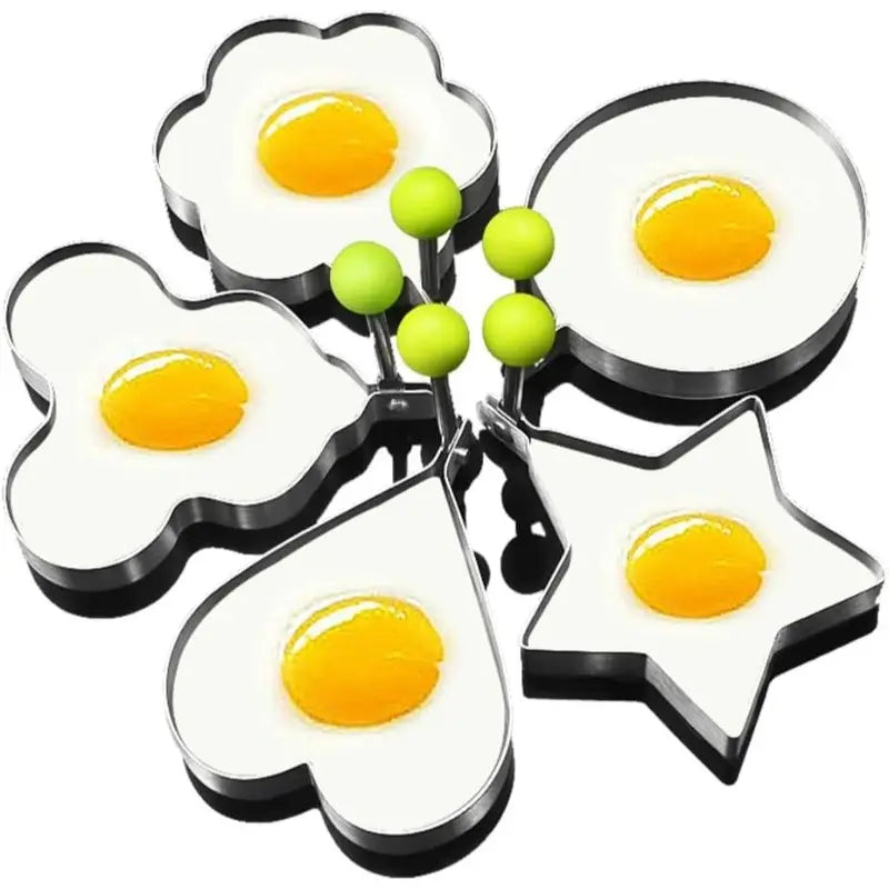 5 Styles Stainless Steel Fried Egg Mold - DIY Breakfast Pancake Shaper