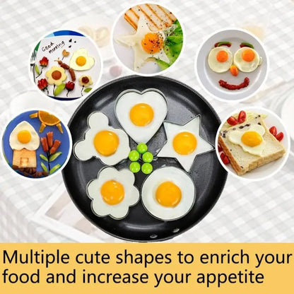 5 Styles Stainless Steel Fried Egg Mold - DIY Breakfast Pancake Shaper