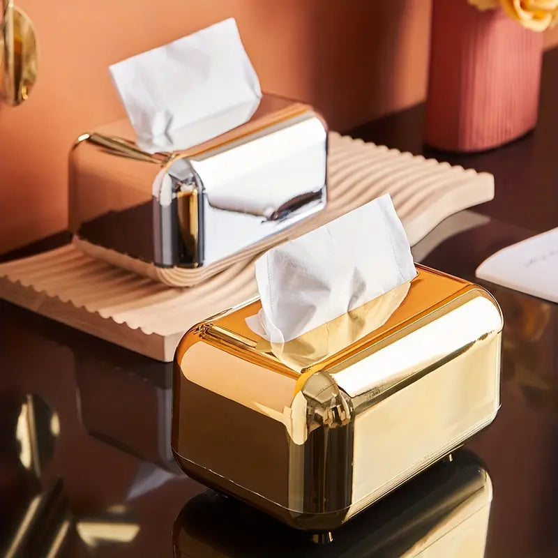 Cromado Electroplated Tissue Box – Elegant Gold & Silver