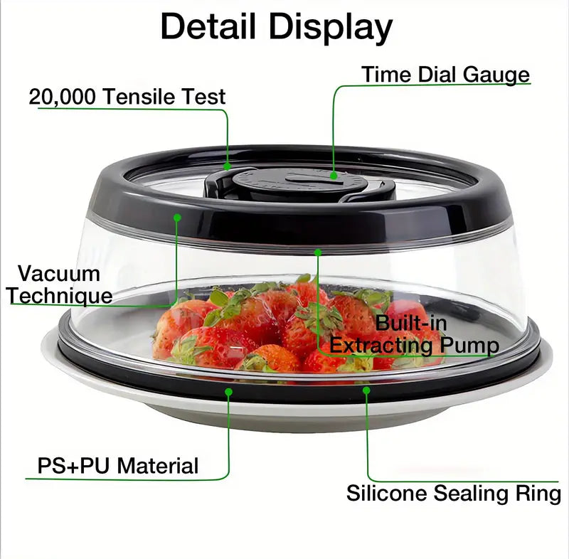 Vacuum Food Seal Cover With Time Scale - Freshness Keeper for Leftovers &amp; Produce