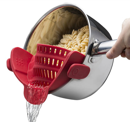Universal Adjustable Silicone Clip-On Strainer for Pots, Pans, and Bowls