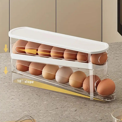Double Layer Rolling Egg Storage Box, Space Saving Organizer