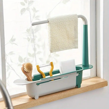 Telescopic Sink Storage Rack Kitchen Organizer Soap Sponge Holder