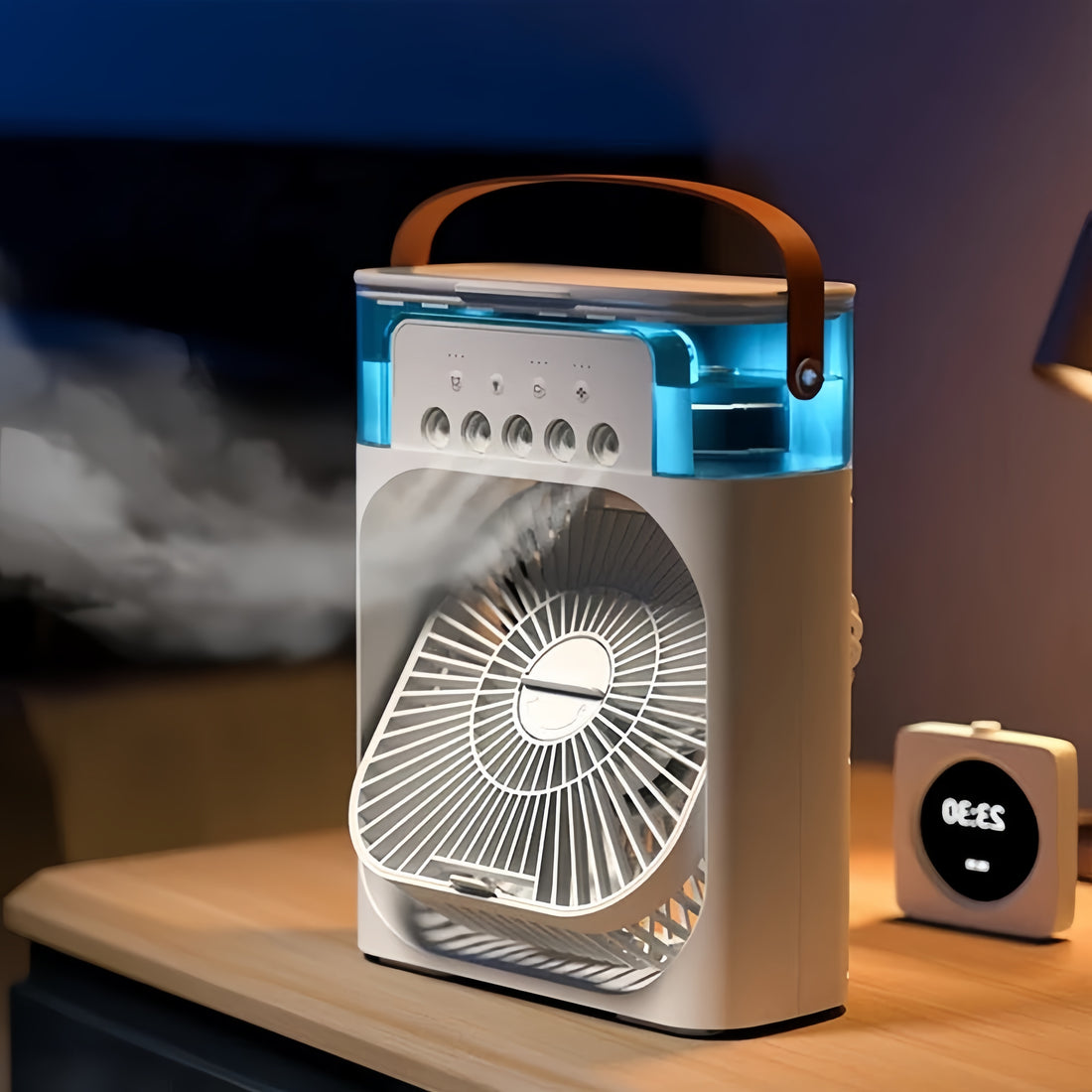 Compact 3-in-1 Mini Air Cooler with LED Night Lights, Portable Air Conditioner Fan &amp; Humidifier for Home &amp; Office Use