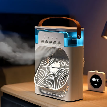 Kompakter 3-in-1-Mini-Luftkühler mit LED-Nachtlichtern, tragbarer Klimaanlage, Ventilator und Luftbefeuchter für den Heim- und Bürogebrauch