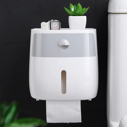 Multi-Function Toilet Paper Dispenser with Storage Shelf &amp; No-Drill Mount